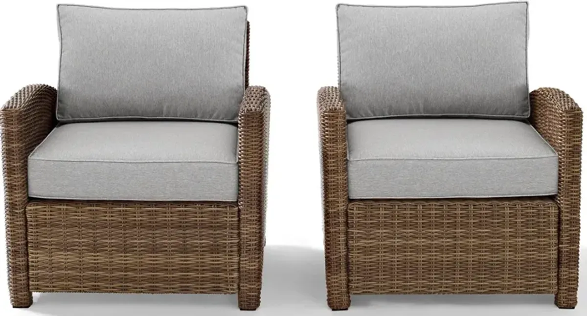 Destin Set of 2 Outdoor Chairs - Gray/Brown