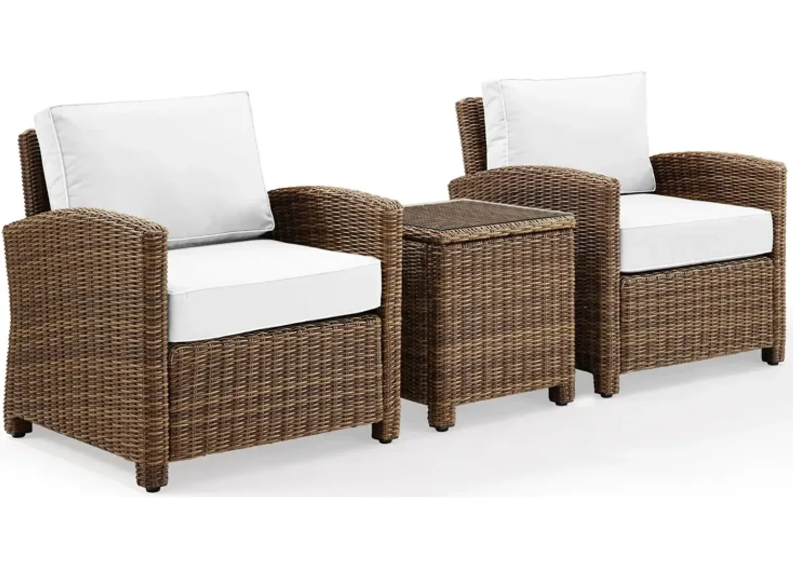 Destin 2 Outdoor Chairs and End Table Set - White/Brown