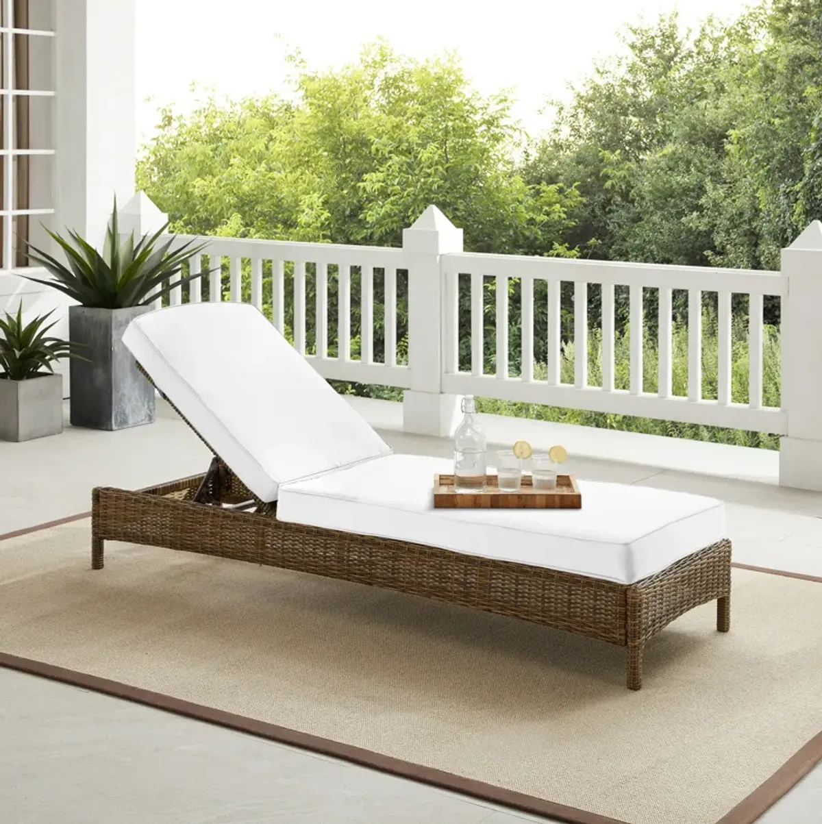 Destin Outdoor Chaise Lounge - White/Brown