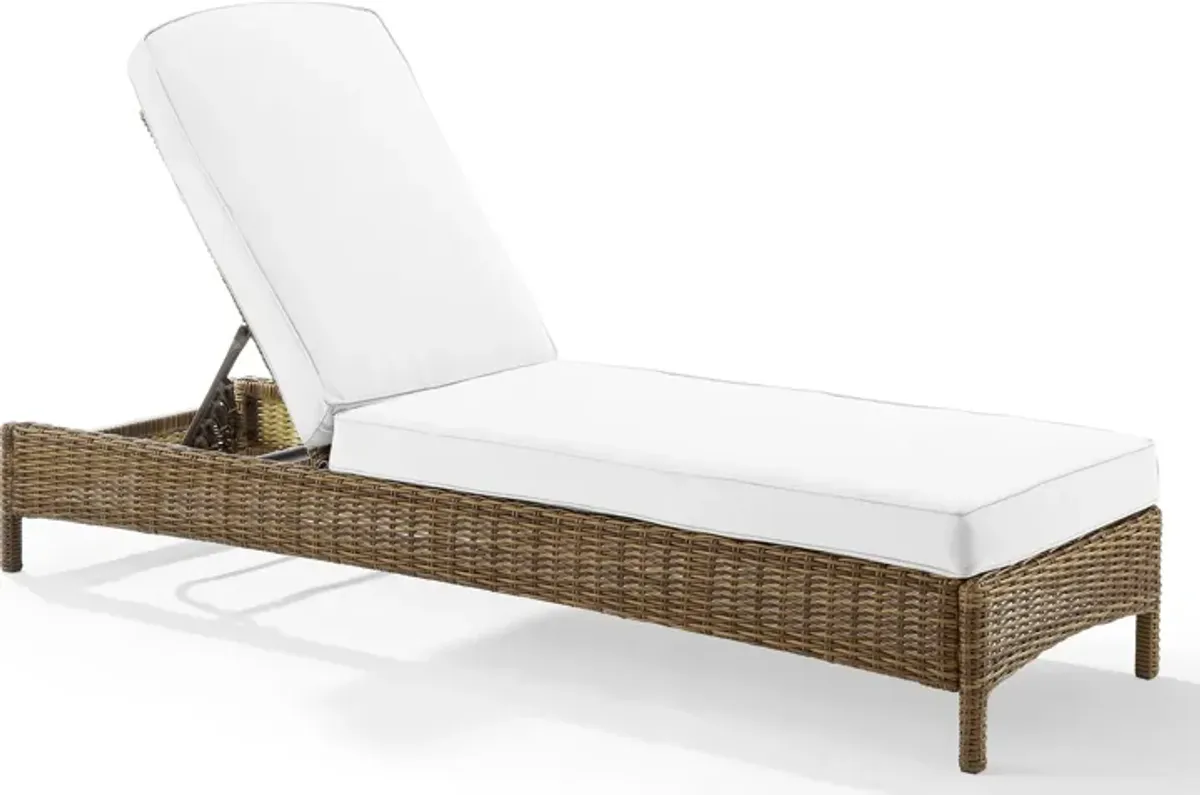 Destin Outdoor Chaise Lounge - White/Brown