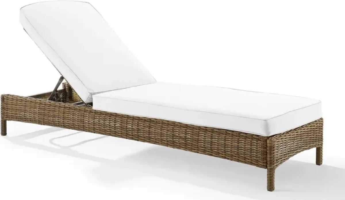 Destin Outdoor Chaise Lounge - White/Brown