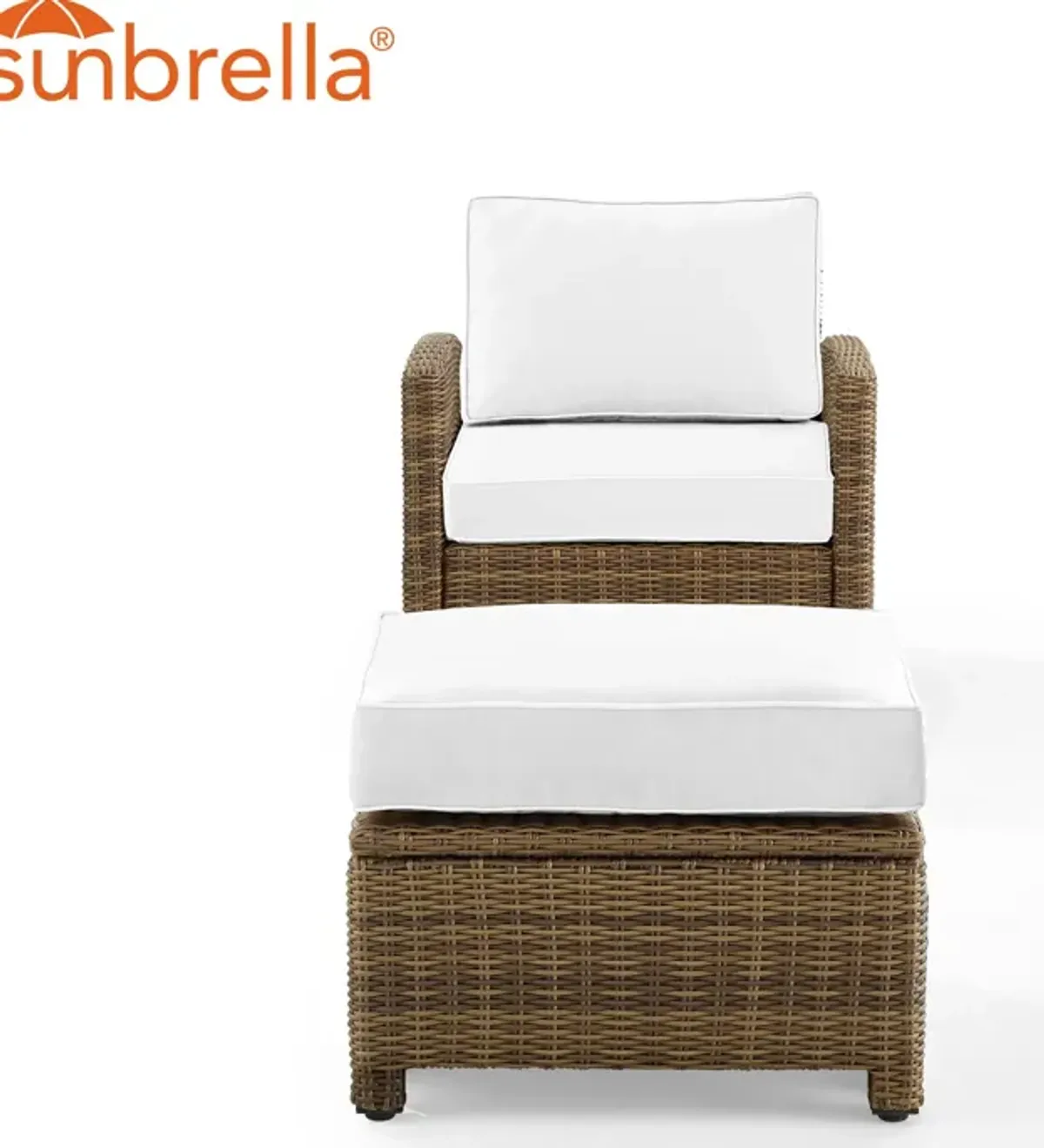 Destin Outdoor Chair and Ottoman Set - White/Brown