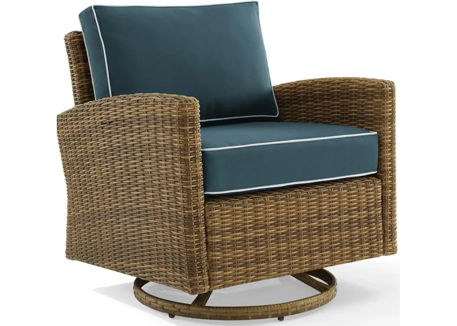 Destin Outdoor Swivel Rocker - Navy/Brown