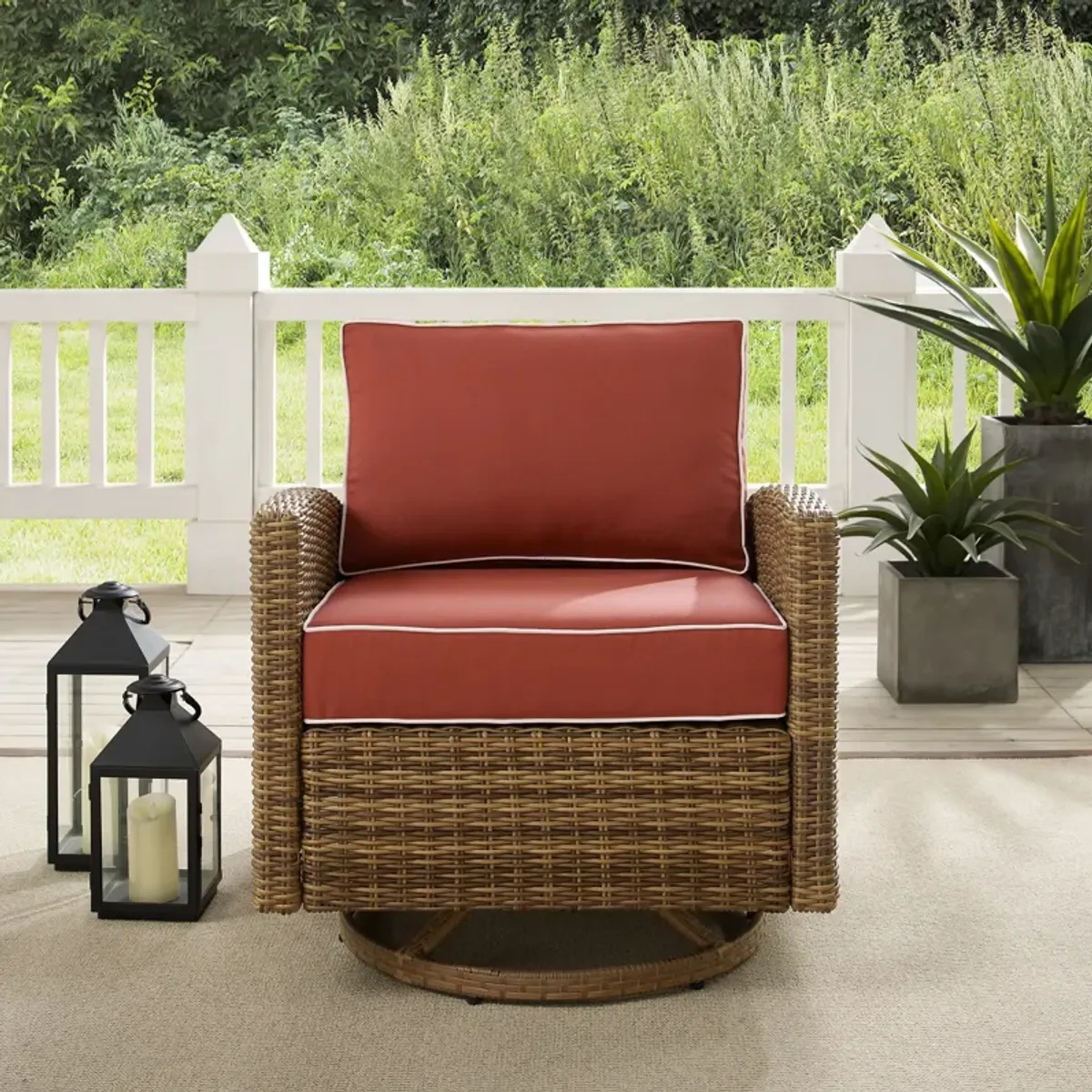 Destin Outdoor Swivel Rocker - Sangria/Brown