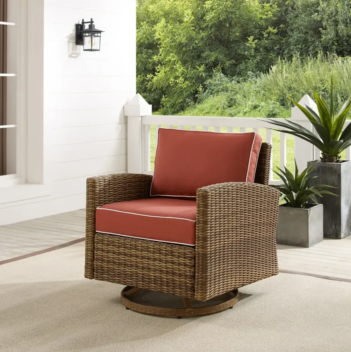 Destin Outdoor Swivel Rocker - Sangria/Brown