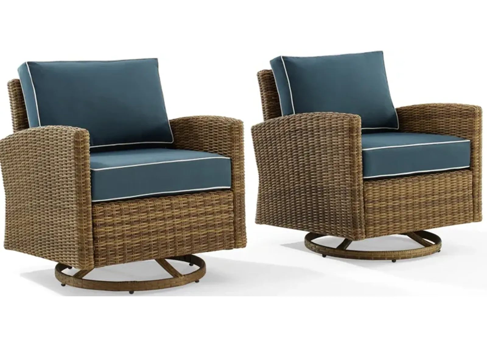 Destin Set of 2 Outdoor Swivel Rockers  - Navy/Brown