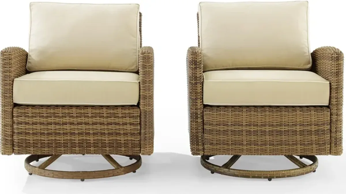 Destin Set of 2 Outdoor Swivel Rockers  - Sand/Brown