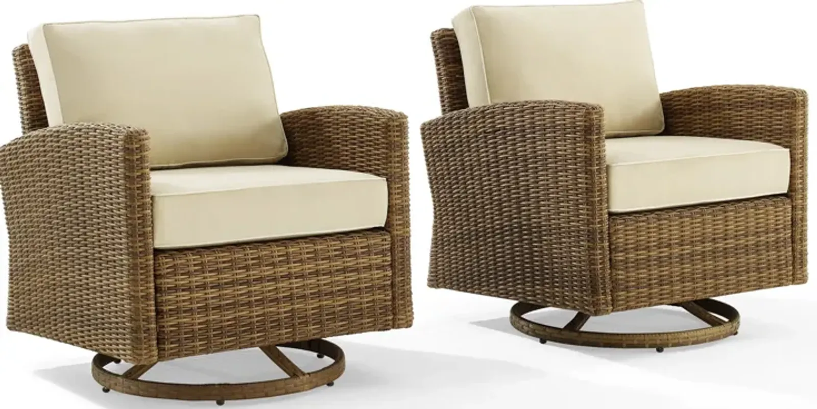 Destin Set of 2 Outdoor Swivel Rockers  - Sand/Brown