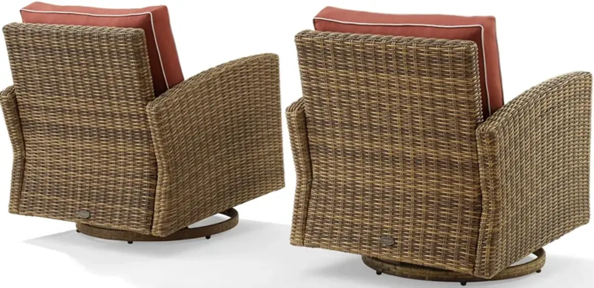 Destin Set of 2 Outdoor Swivel Rockers  - Sangria/Brown