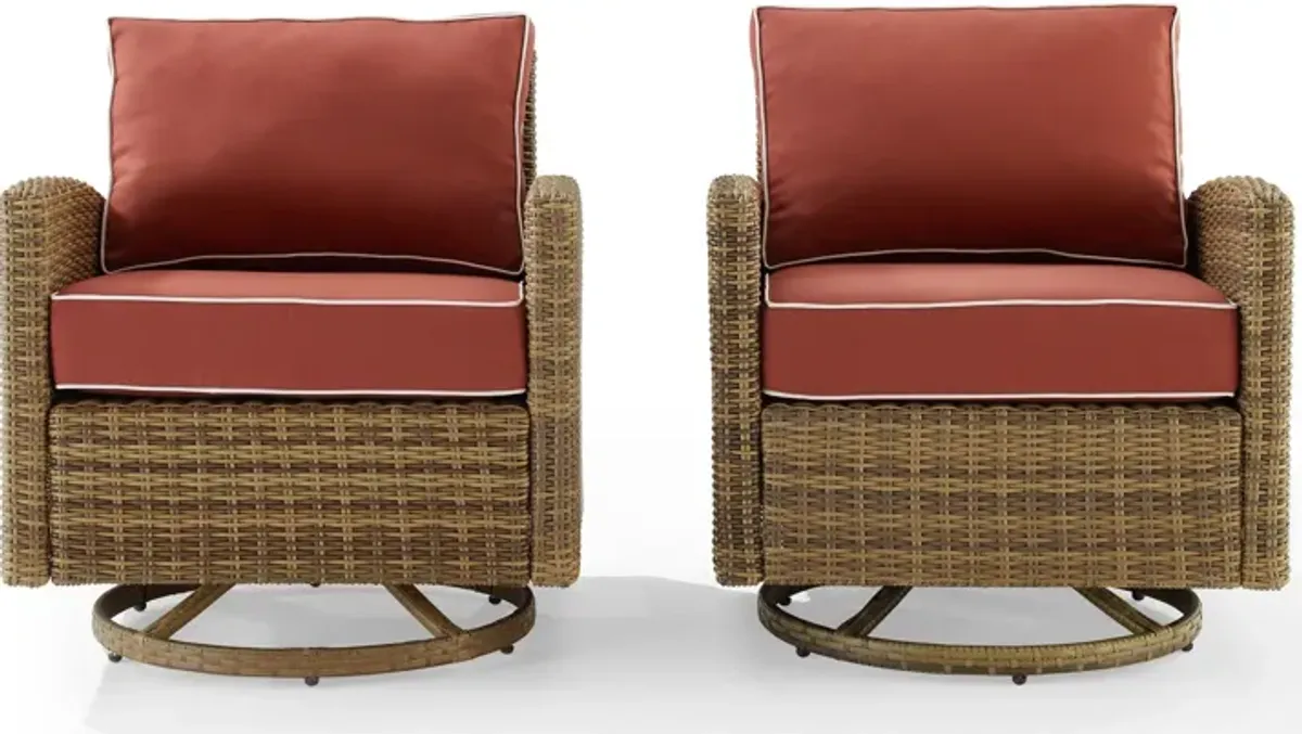 Destin Set of 2 Outdoor Swivel Rockers  - Sangria/Brown