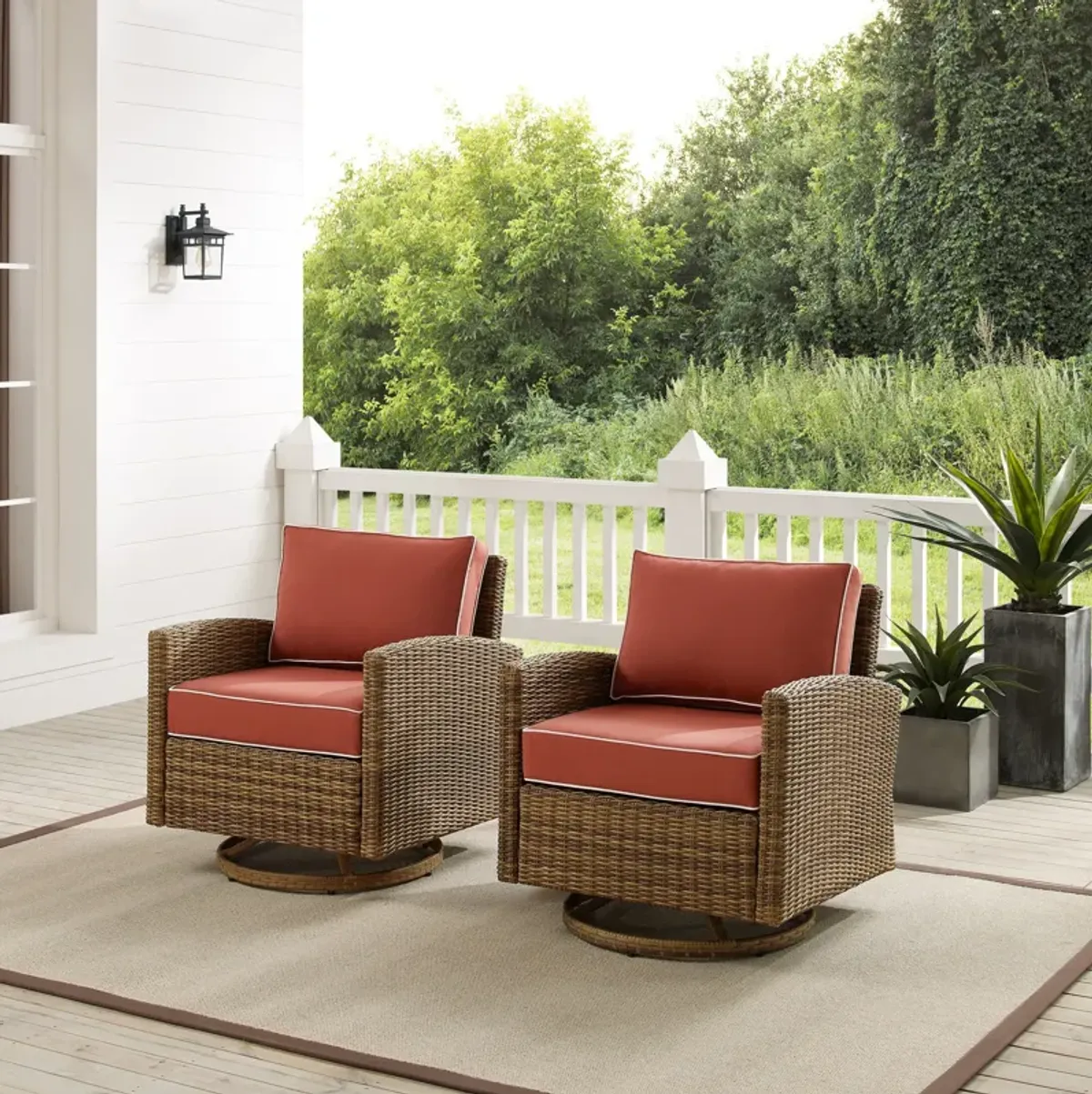 Destin Set of 2 Outdoor Swivel Rockers  - Sangria/Brown