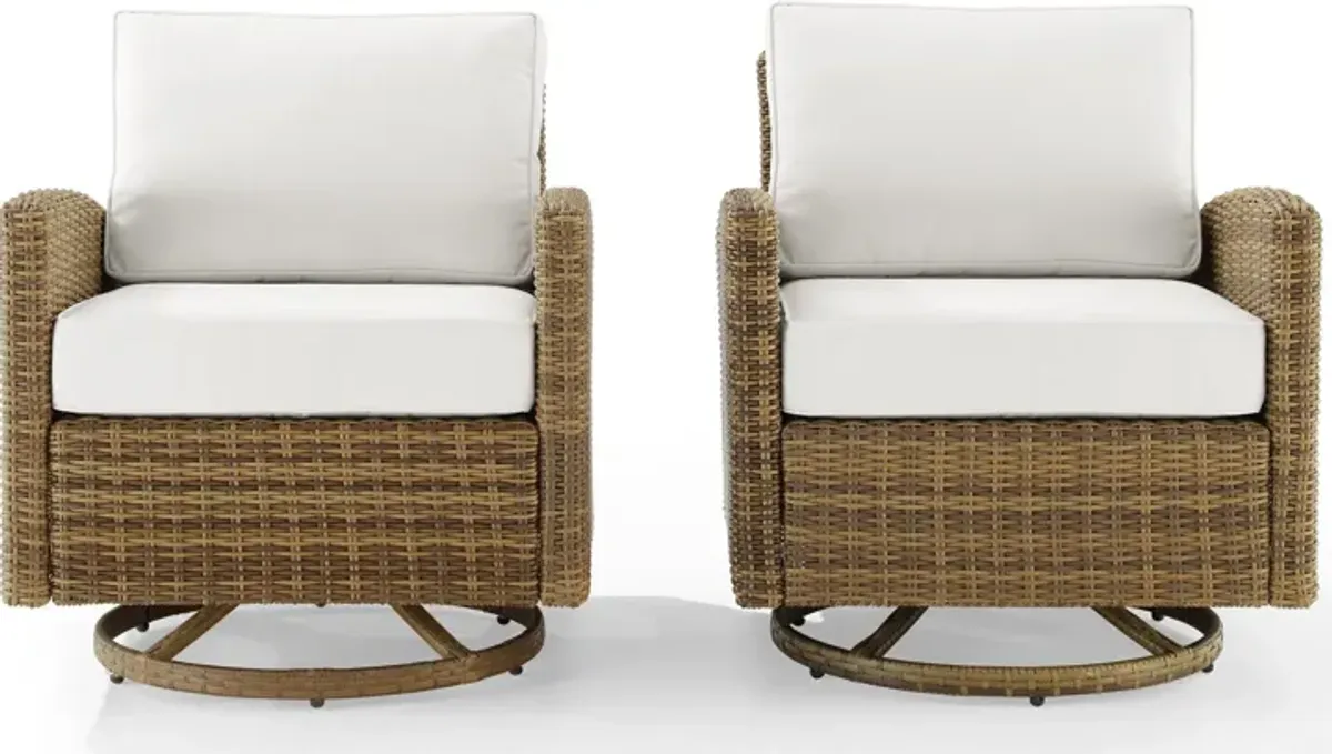 Destin Set of 2 Outdoor Swivel Rockers  - White/Brown