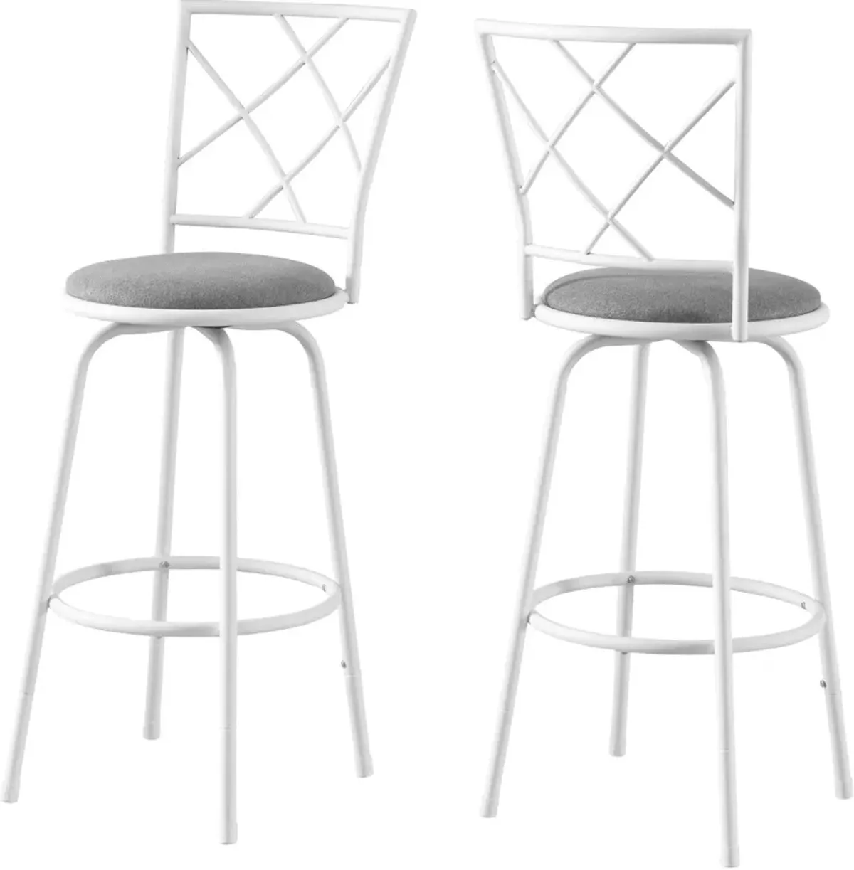 Sara Set of 2 Swivel Bar Stools - White/Gray