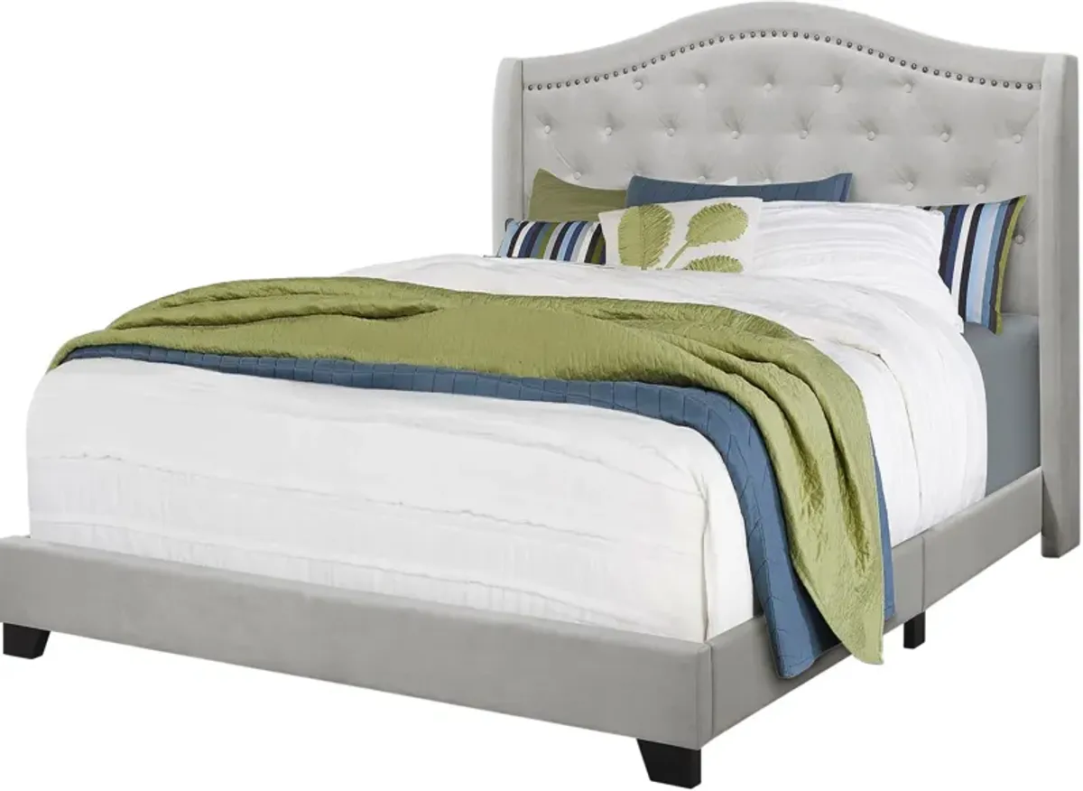 Norma Queen Upholstered Bed - Light Gray