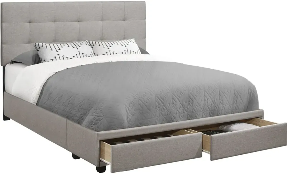 Olga Queen Upholstered Storage Bed - Light Gray