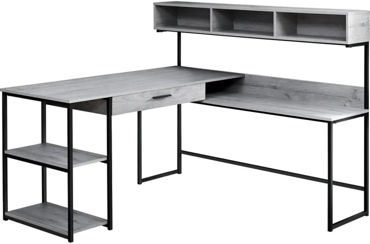 Estella L-Shaped Desk - Gray/Black