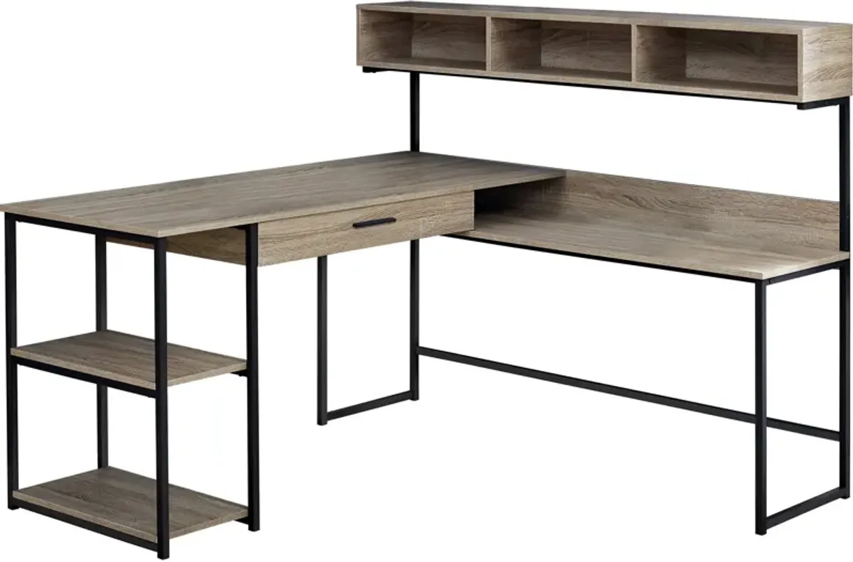 Estella L-Shaped Desk - Dark Taupe/Black