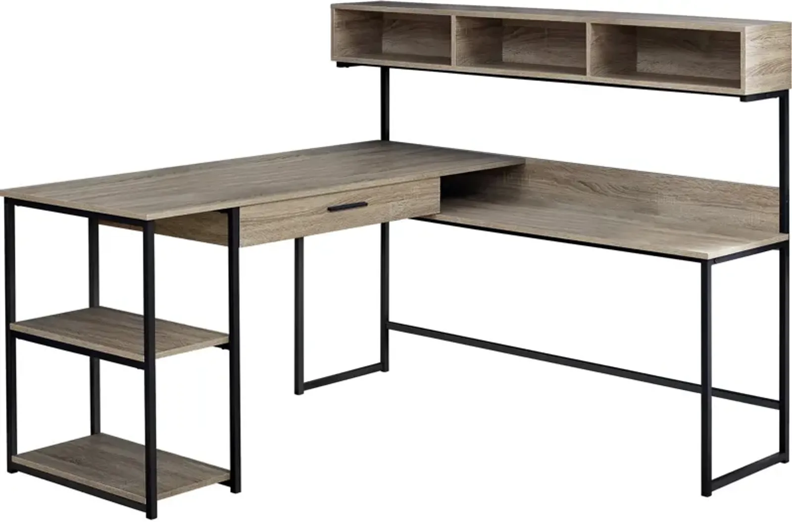 Estella L-Shaped Desk - Dark Taupe/Black