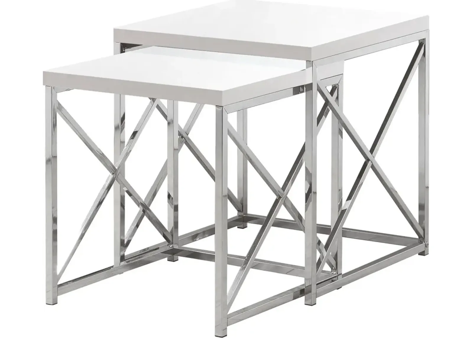 Theresa Set of 2 Nesting Tables - White/Chrome