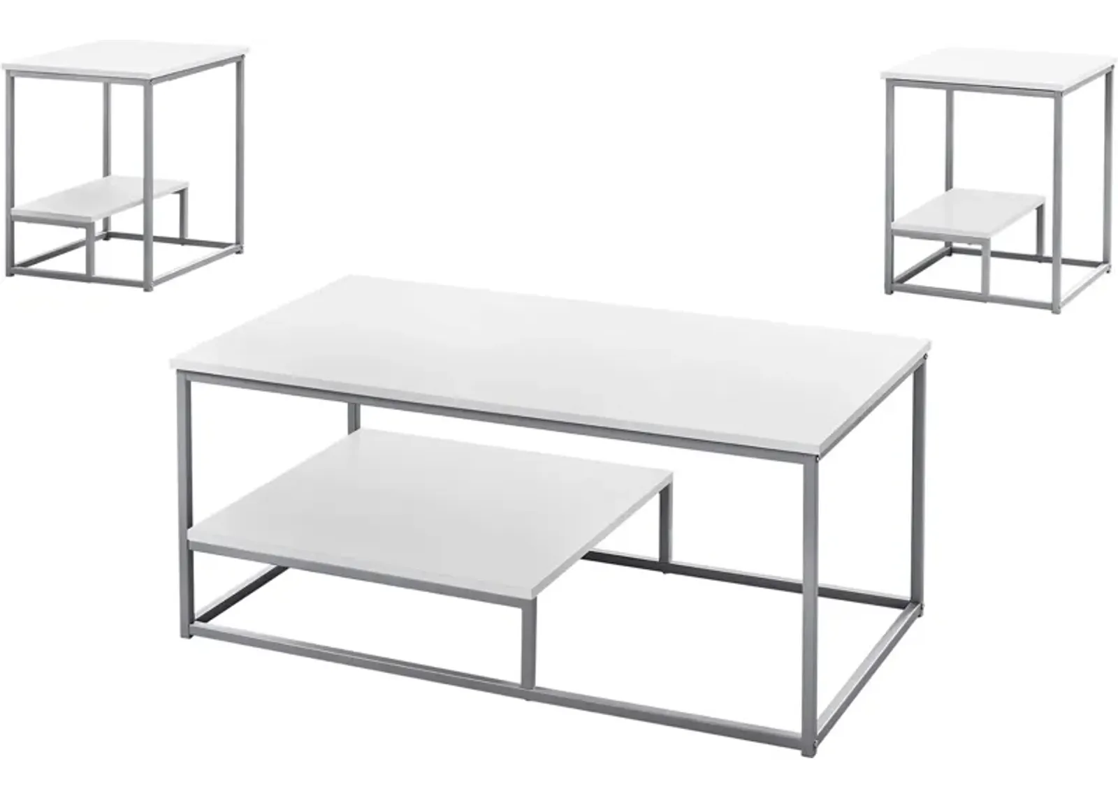 Amos Coffee Table and 2 End Tables - White/Gray