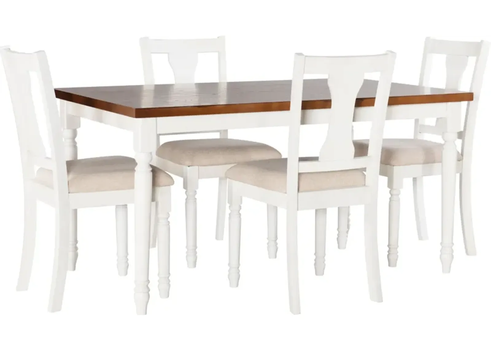 Clayes Dining Table and 4 Chairs - White and Brown