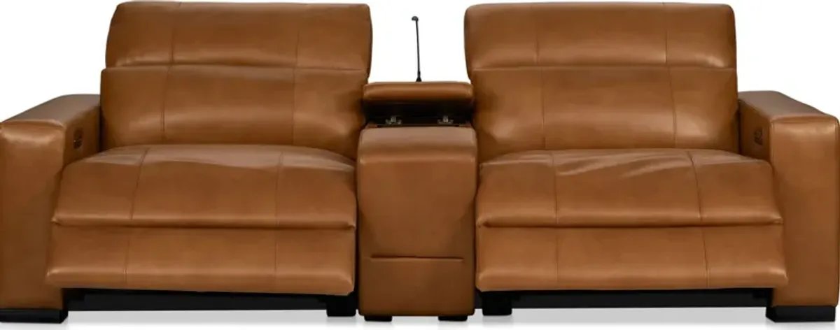 Chapman 3-Piece Dual-Power Reclining Loveseat with Console - Saddle