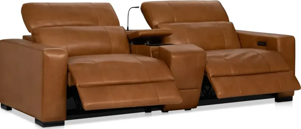 Chapman 3-Piece Dual-Power Reclining Loveseat with Console - Saddle