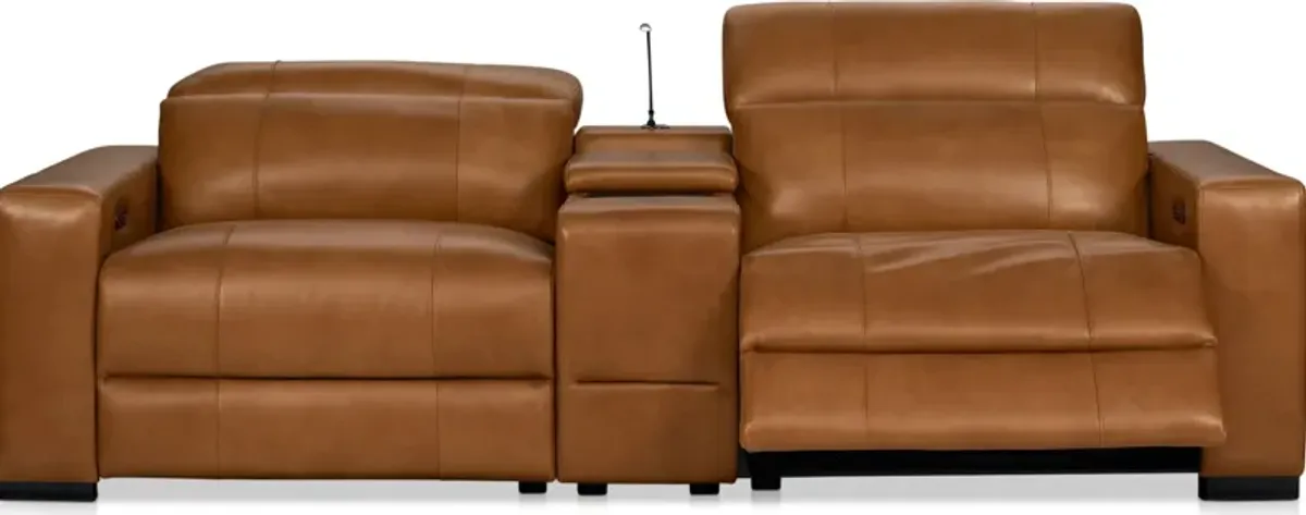 Chapman 3-Piece Dual-Power Reclining Loveseat with Console - Saddle