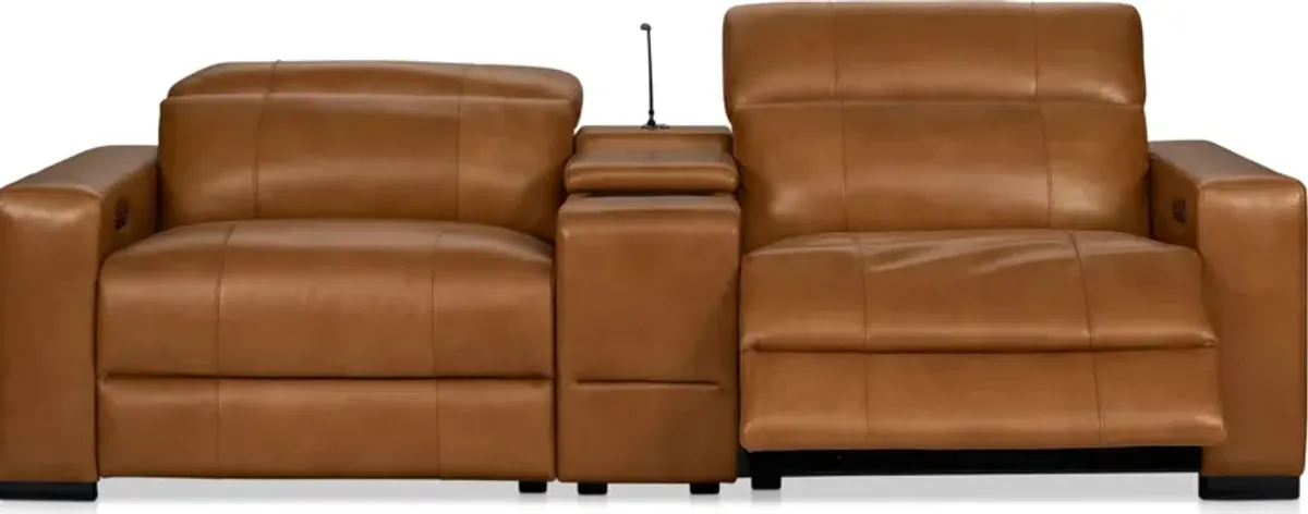 Chapman 3-Piece Dual-Power Reclining Loveseat with Console - Saddle