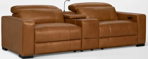 Chapman 3-Piece Dual-Power Reclining Loveseat with Console - Saddle