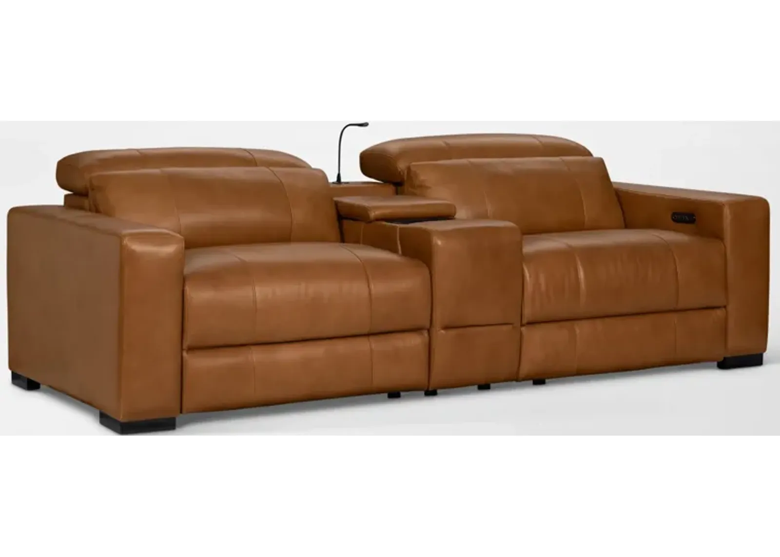 Chapman 3-Piece Dual-Power Reclining Loveseat with Console - Saddle