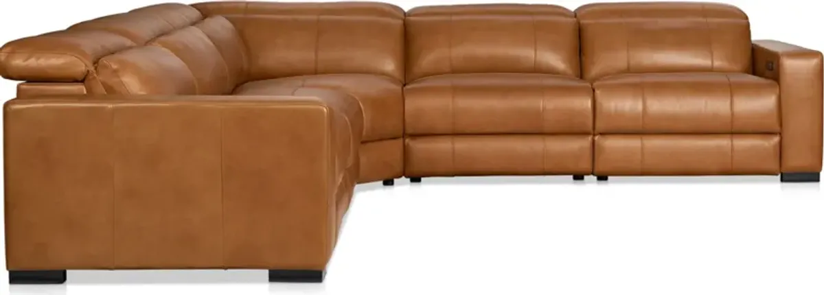 Chapman 5-Piece Dual-Power Reclining Sectional - Saddle