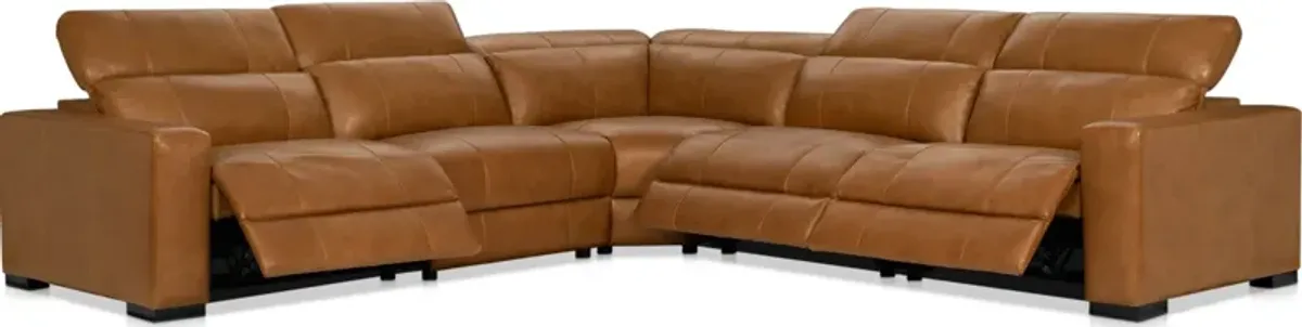 Chapman 5-Piece Dual-Power Reclining Sectional - Saddle