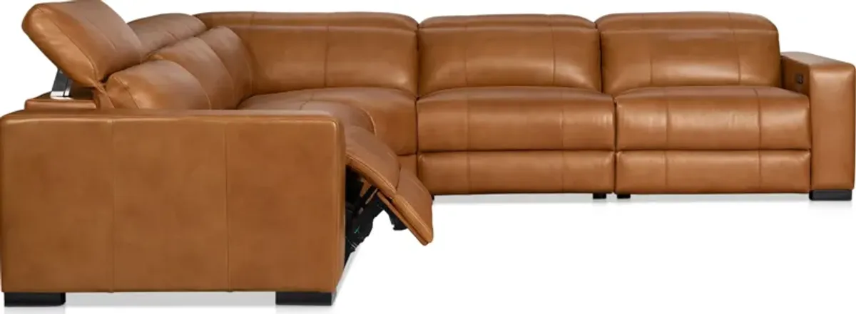 Chapman 5-Piece Dual-Power Reclining Sectional - Saddle