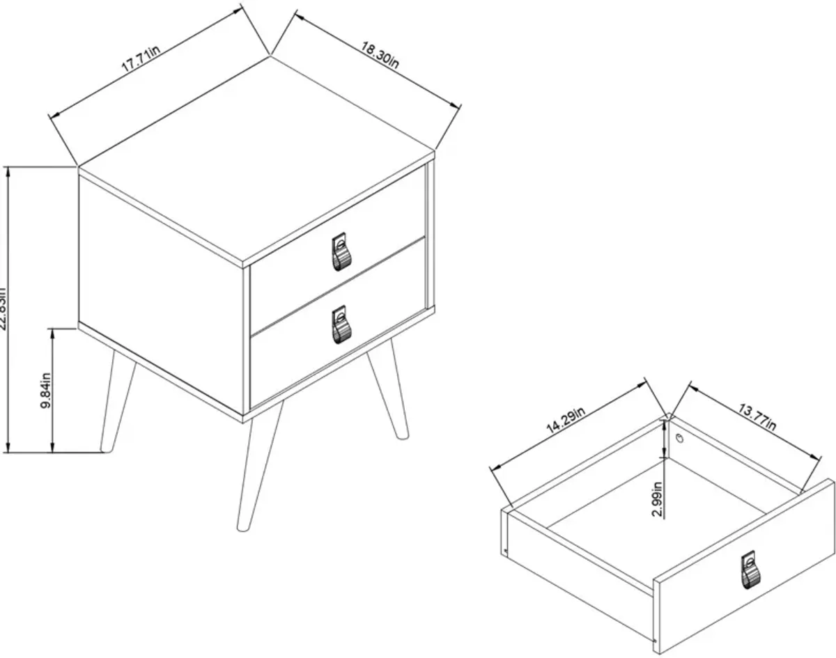 Nalda 2 Drawer Nightstand - Blue/Nature