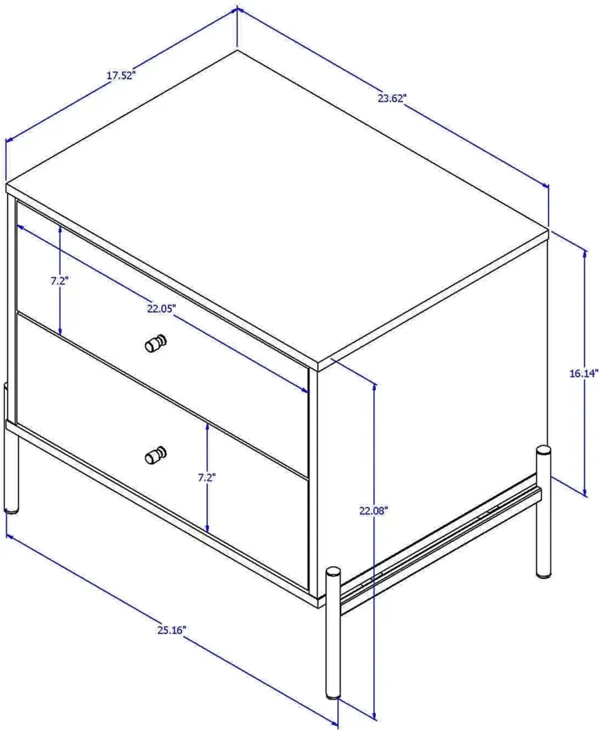 Elowen 2 Drawer Nightstand - White Gloss