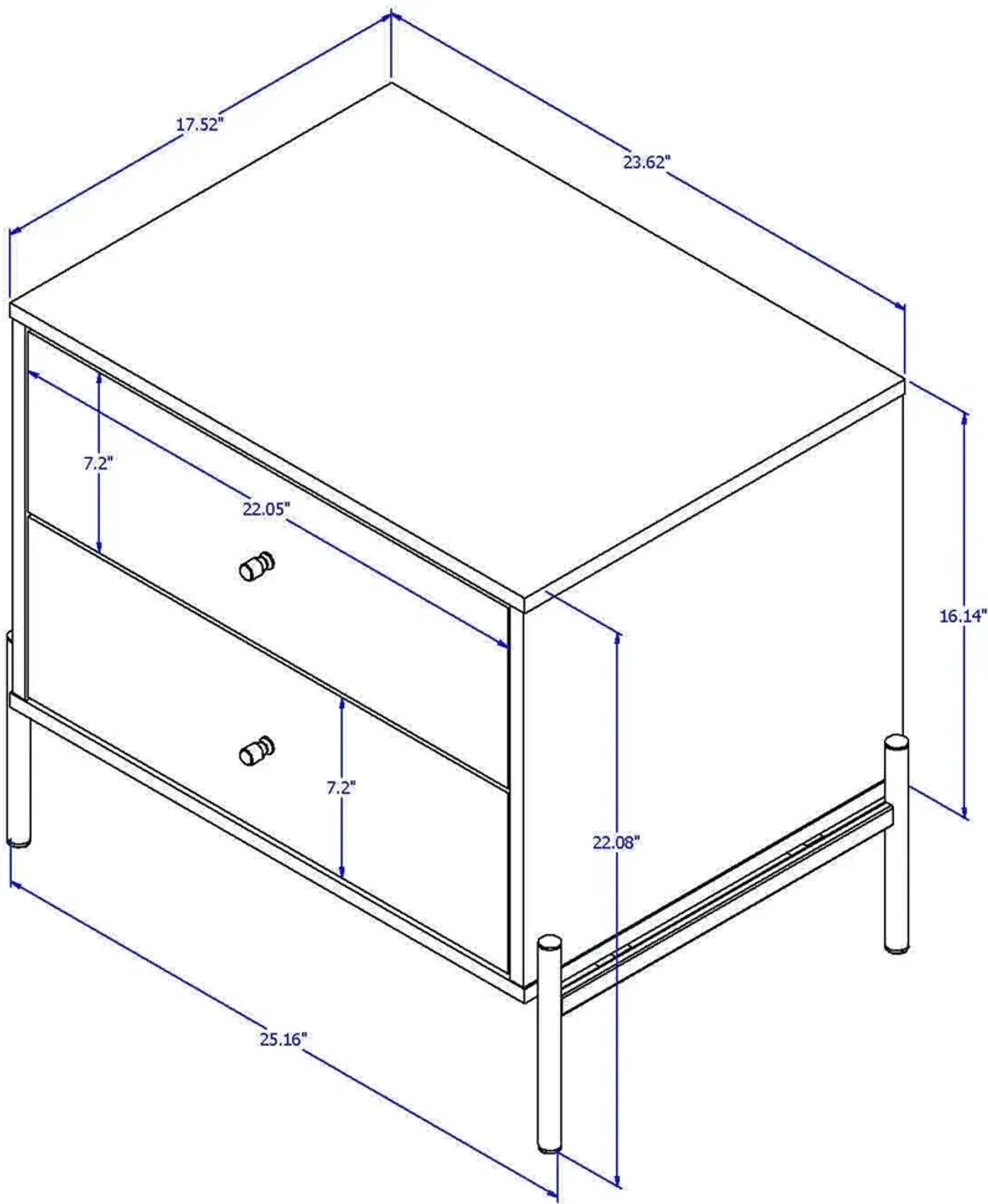 Elowen 2 Drawer Nightstand - Gray Gloss