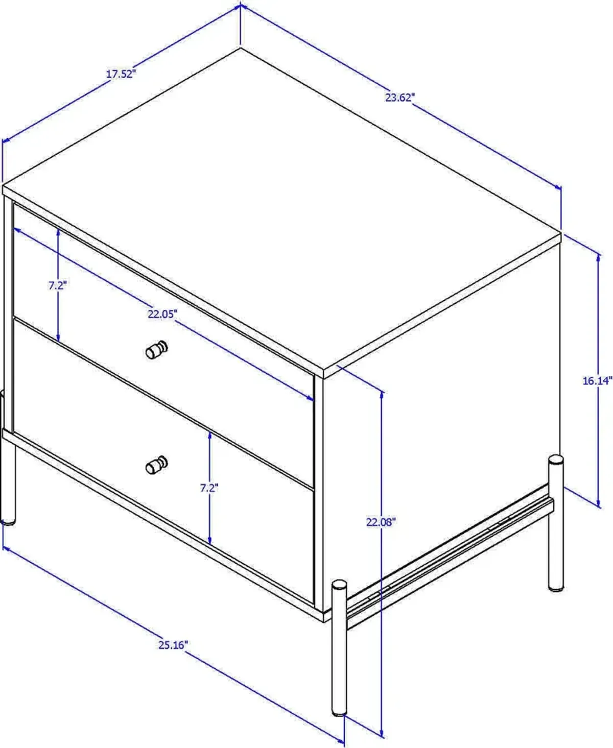 Elowen 2 Drawer Nightstand - Off White Matte