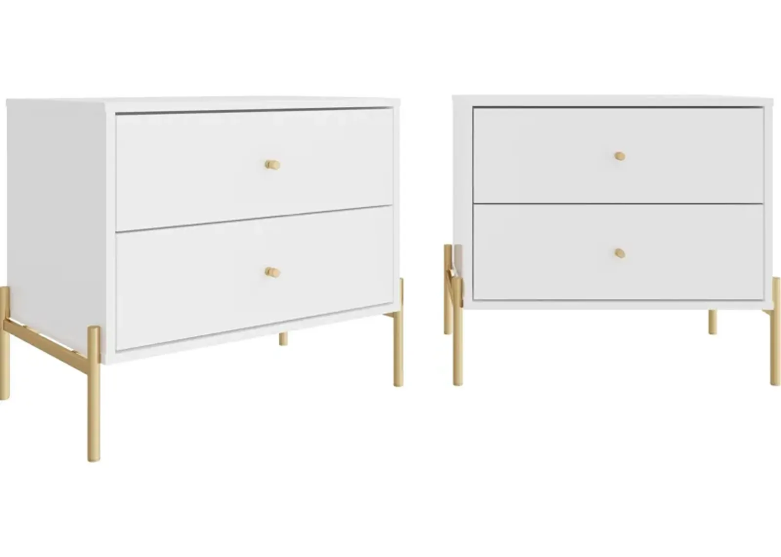 Elowen Set of 2 2 Drawer Nightstands - White Gloss