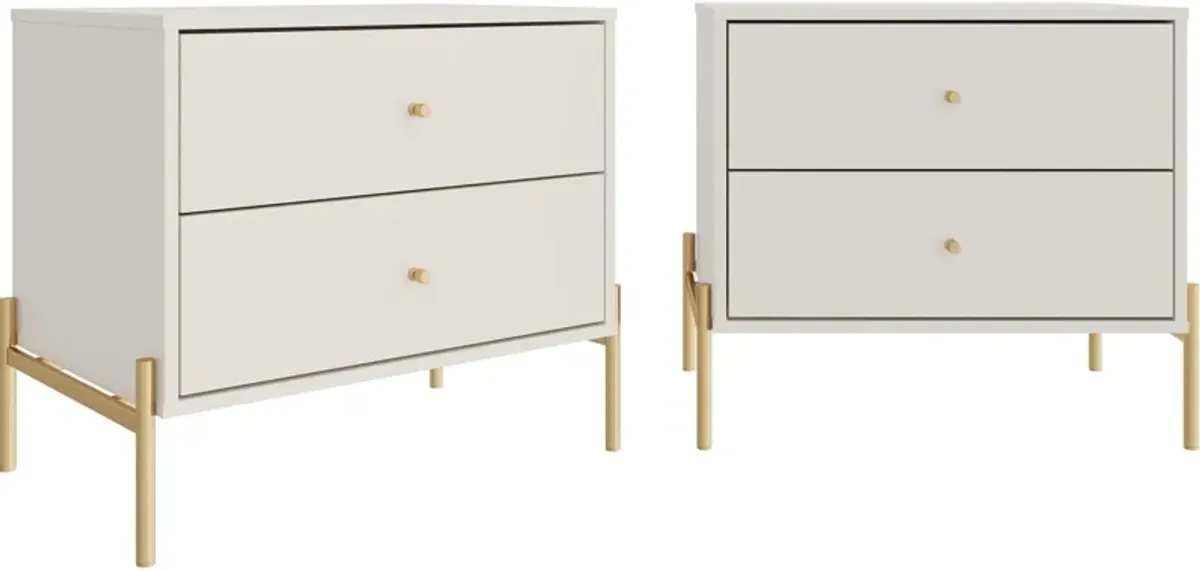 Elowen Set of 2 2 Drawer Nightstands - Off White