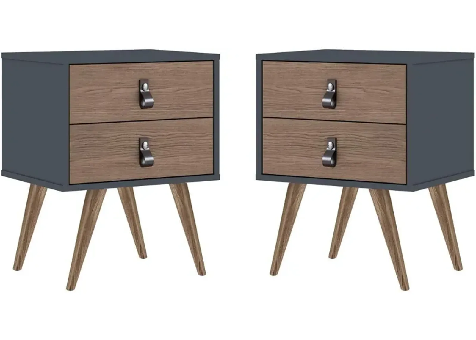 Nalda Set of 2 2 Drawer Nightstands - Blue/Nature