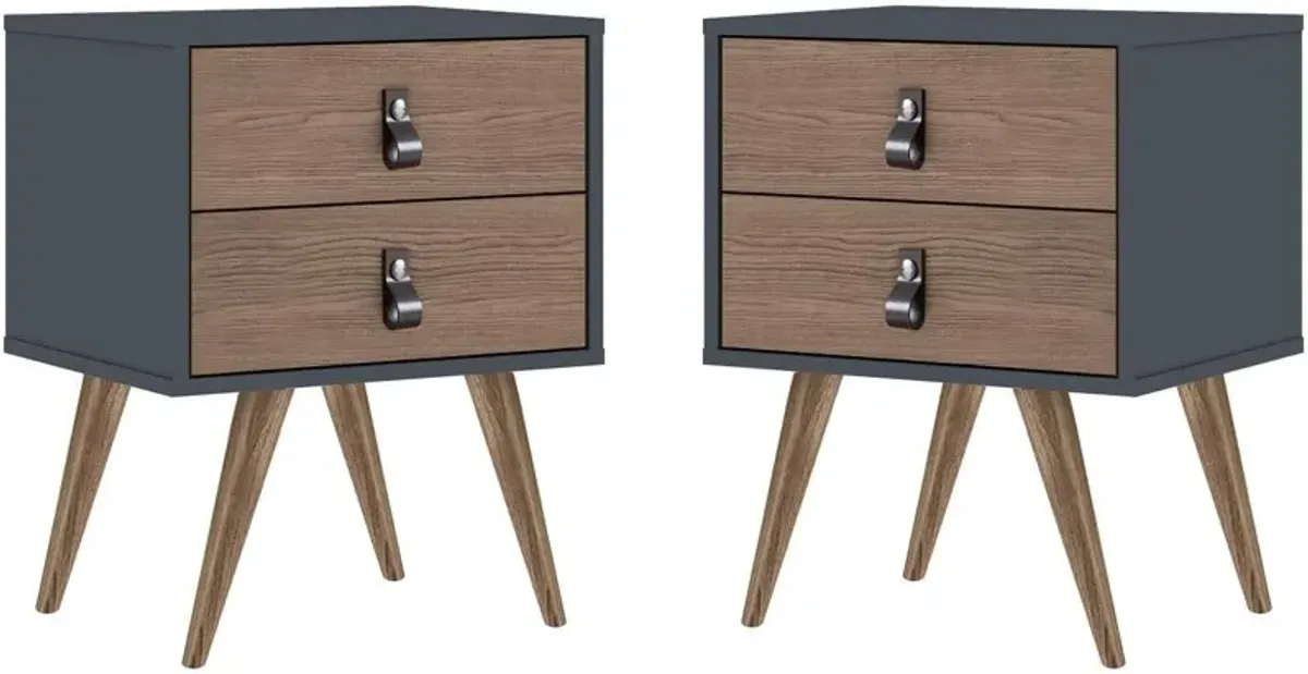 Nalda Set of 2 2 Drawer Nightstands - Blue/Nature