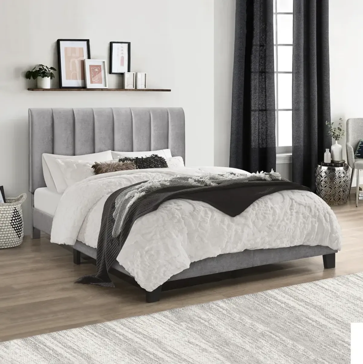 Oslo Full Upholstered Platform Bed - Gray