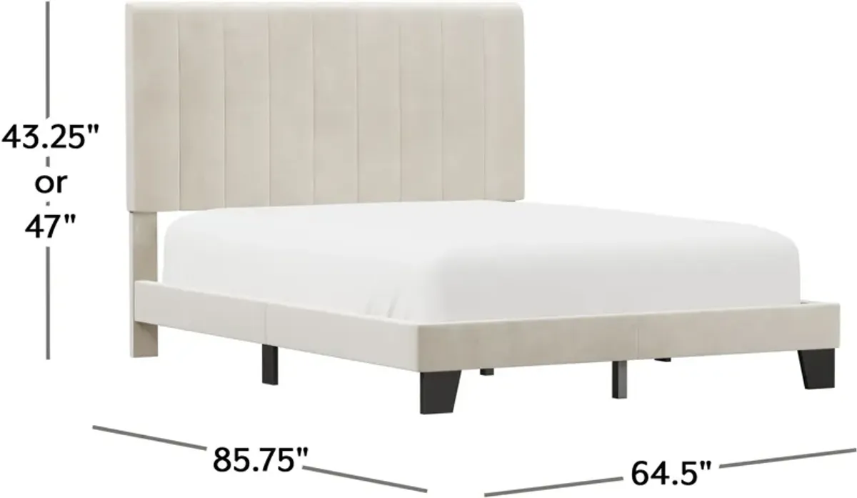 Oslo Queen Upholstered Platform Bed - Cream