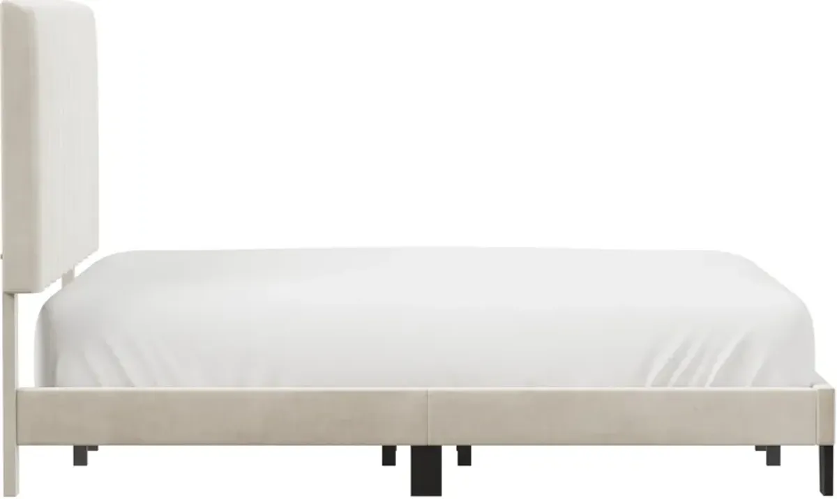 Oslo Queen Upholstered Platform Bed - Cream