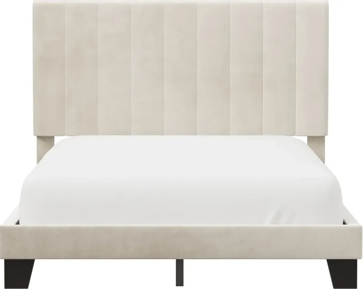 Oslo Queen Upholstered Platform Bed - Cream