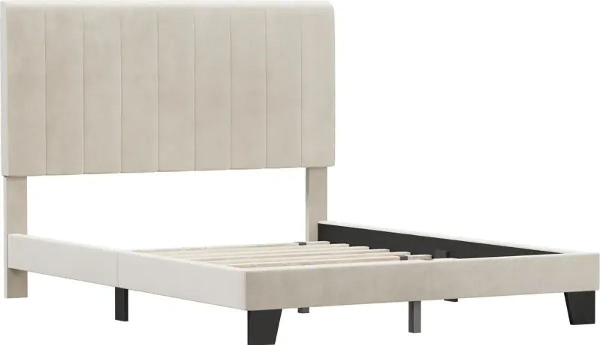 Oslo Queen Upholstered Platform Bed - Cream