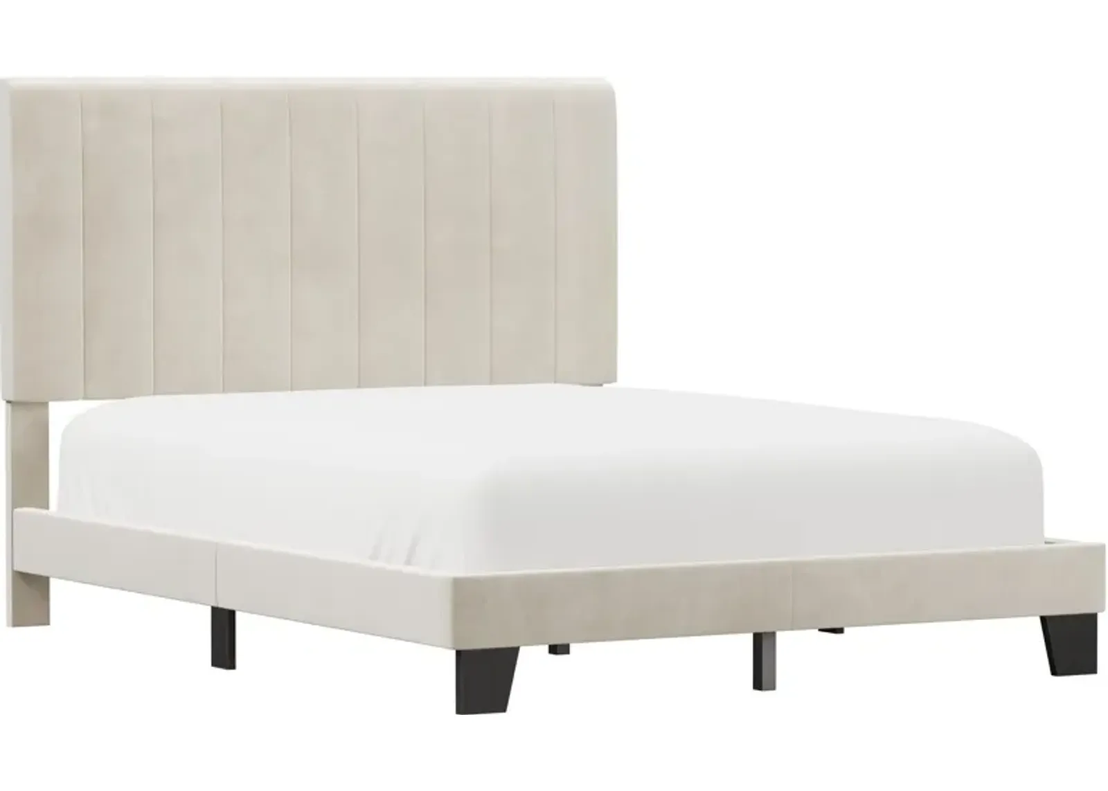 Oslo Queen Upholstered Platform Bed - Cream