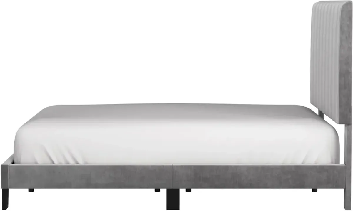 Oslo Queen Upholstered Height Platform Bed - Gray