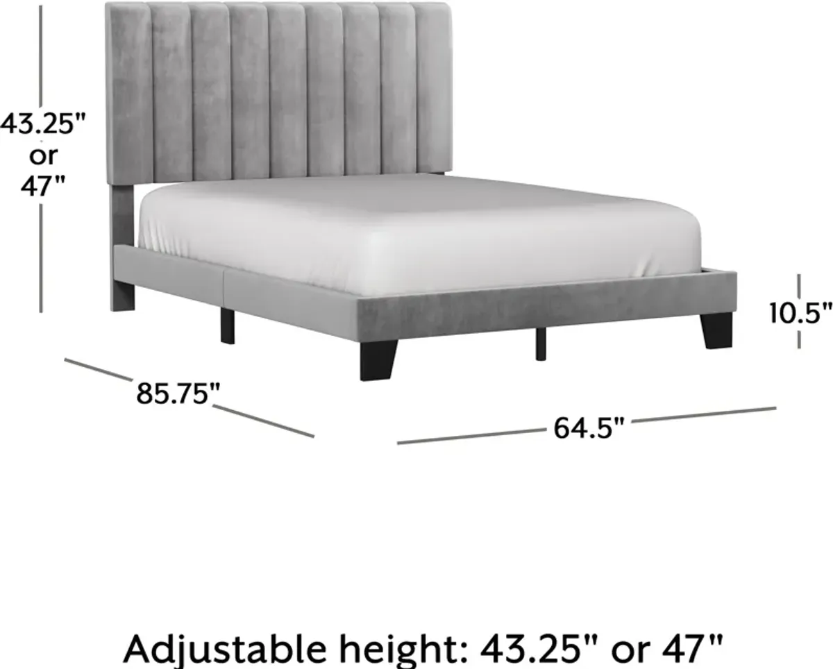 Oslo Queen Upholstered Height Platform Bed - Gray